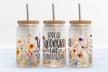 Kate Haven Glass Tumblers for Every Occasion Kate Haven Glass Tumblers for Every Occasion - Spread Kindness Like Wildflowers 16oz Libbey Glass Tumbler
